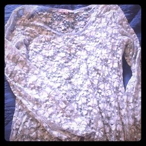 *Price Reduced* White/Gray lace top