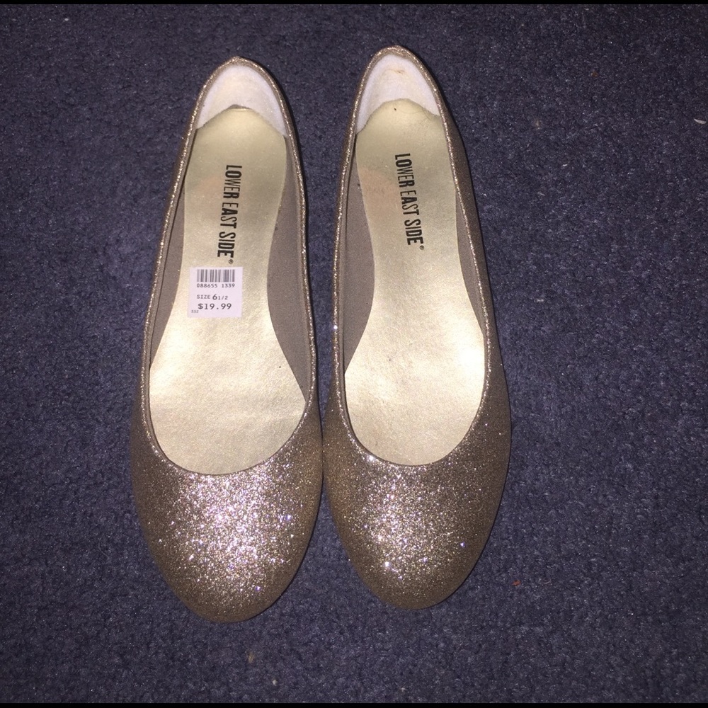 Gold glitter flats