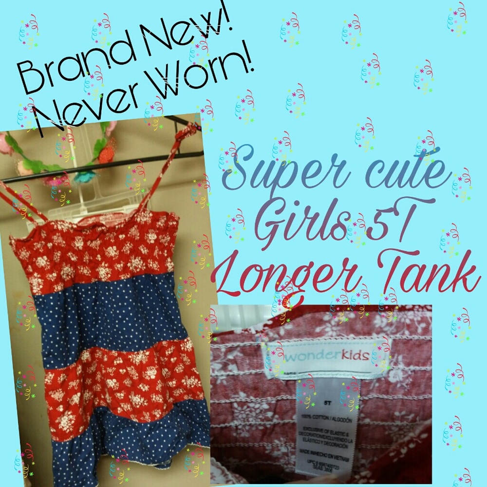 NWOT Super Cute Girls 5T Longer Flowy Tank