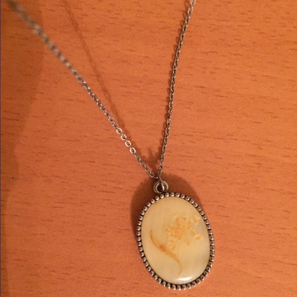 Pressed flower double chain necklace