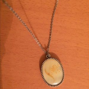 Pressed flower double chain necklace