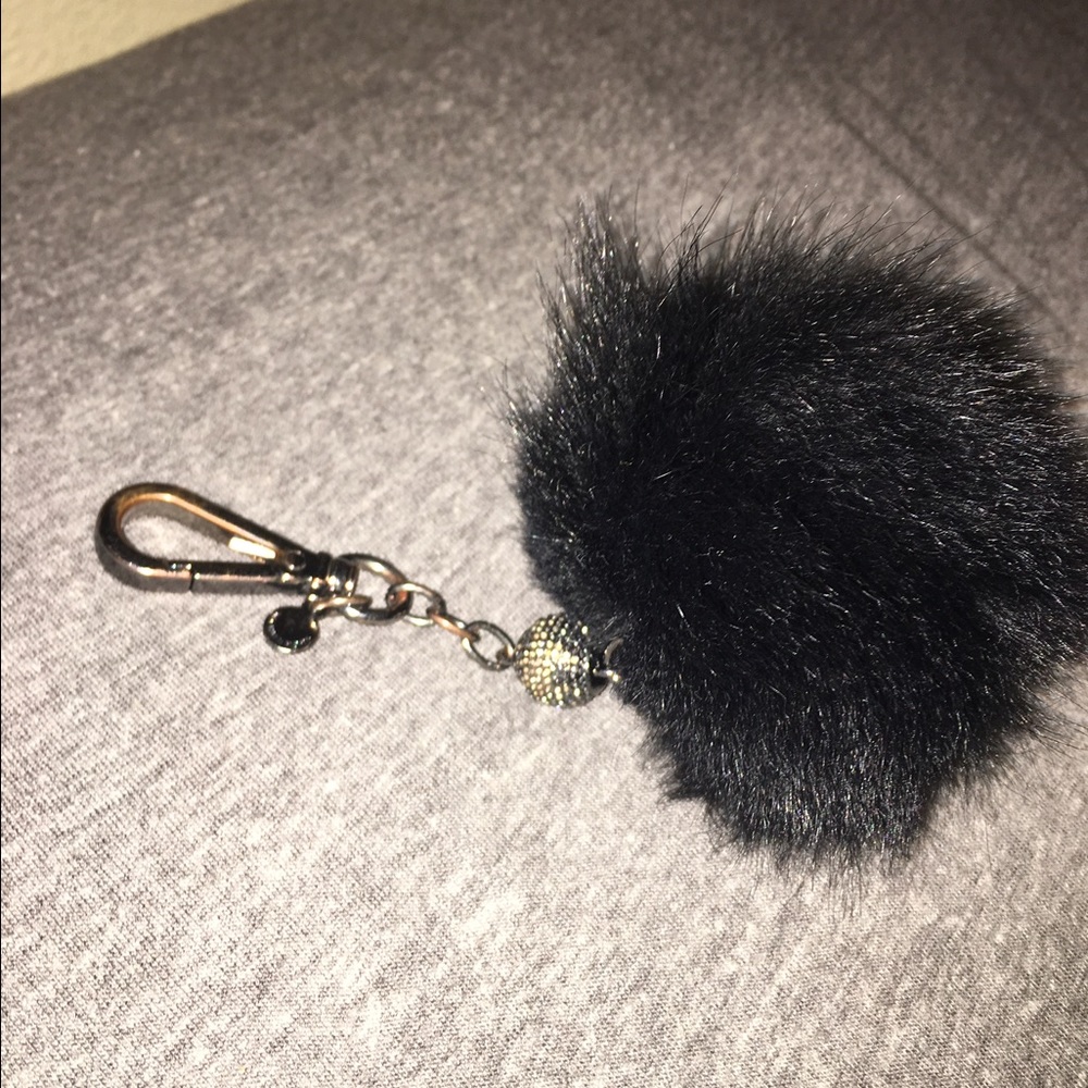 michael kors black puff ball keychain