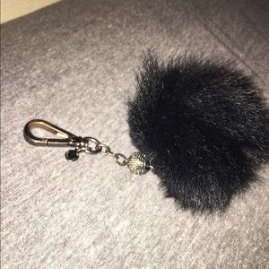 michael kors black puff ball keychain