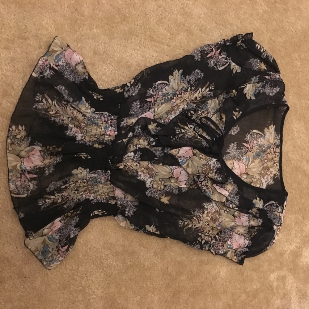 A floral sheer chiffon top