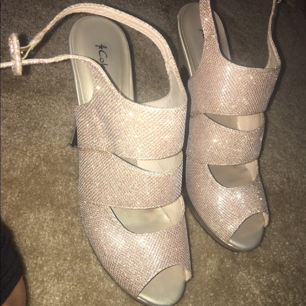 Gold glitter sequin heel
