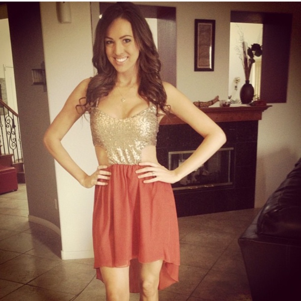 High low sequins dress