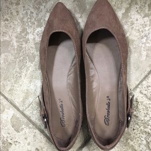 Brown flats with buckle detail