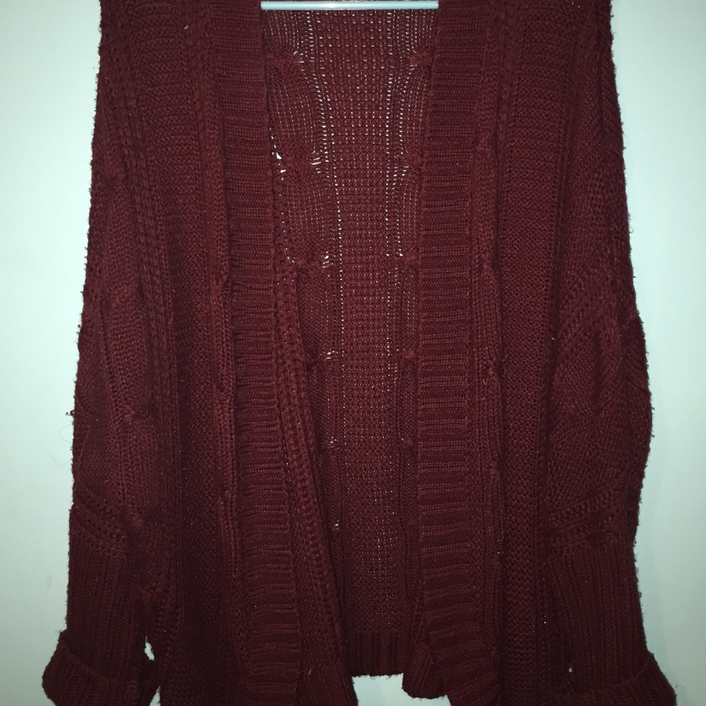 Maroon, long cardigan