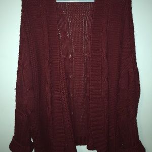 Maroon, long cardigan