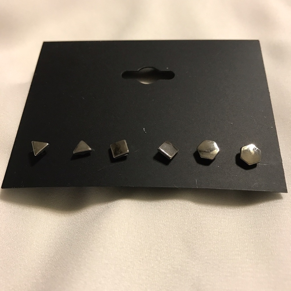 Geo trio! Silver stud earrings. - Picture 2 of 3