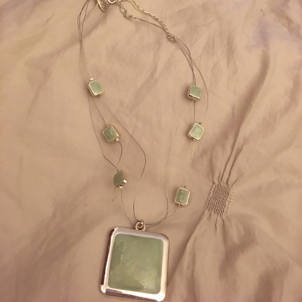 Green and silver statement necklace