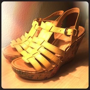 BOC yellow wedge heels