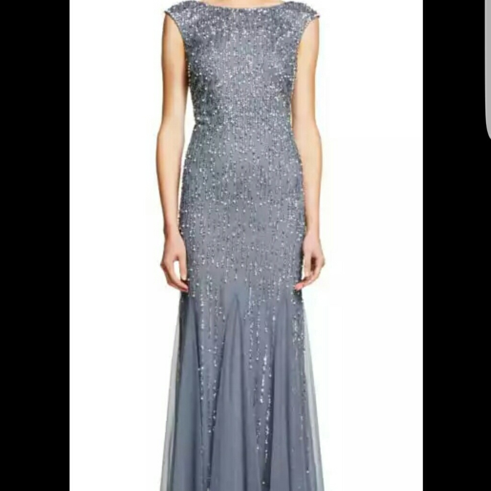 Silver/grey beaded pearl and sequin dress