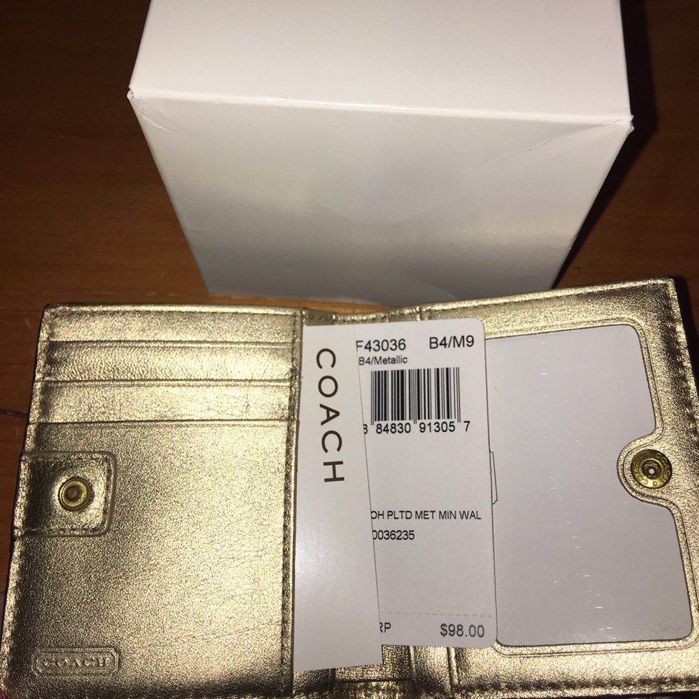 Small Gold Coach Mini Wallet