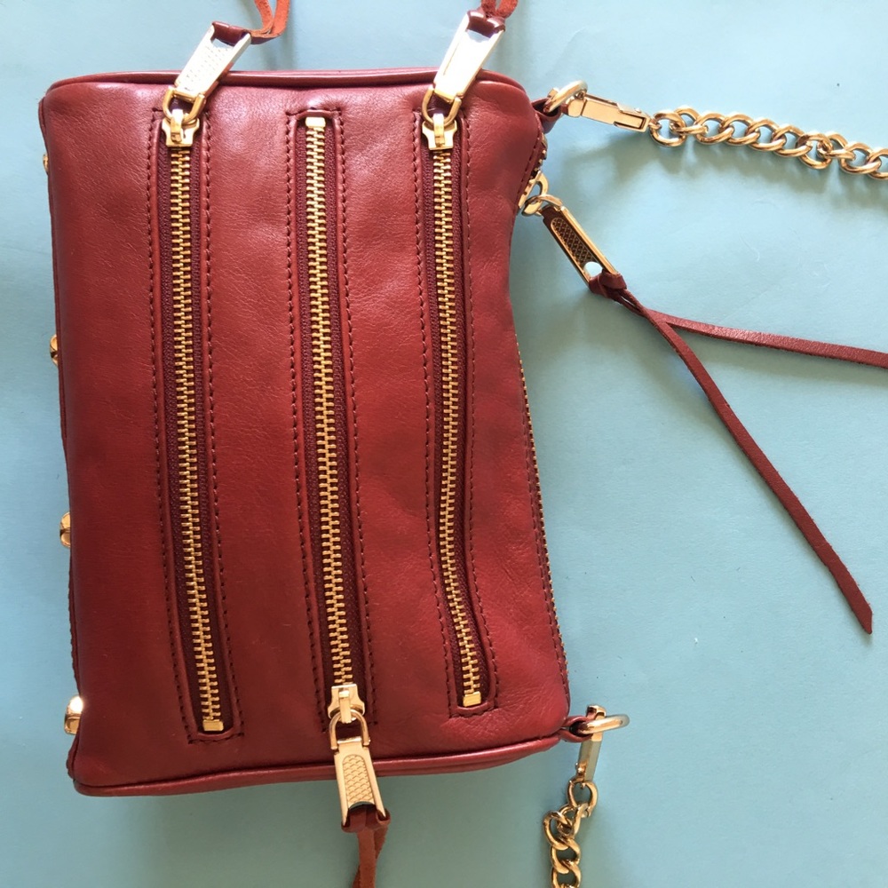 Rebecca minkoff burgundy mini 5 zip bag
