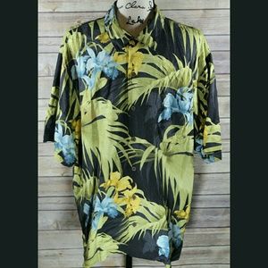 Tommy Bahama Hawaiian Shirt Floral 100% Silk