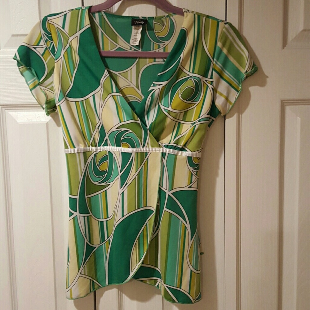Green V-neck Dress Shirt