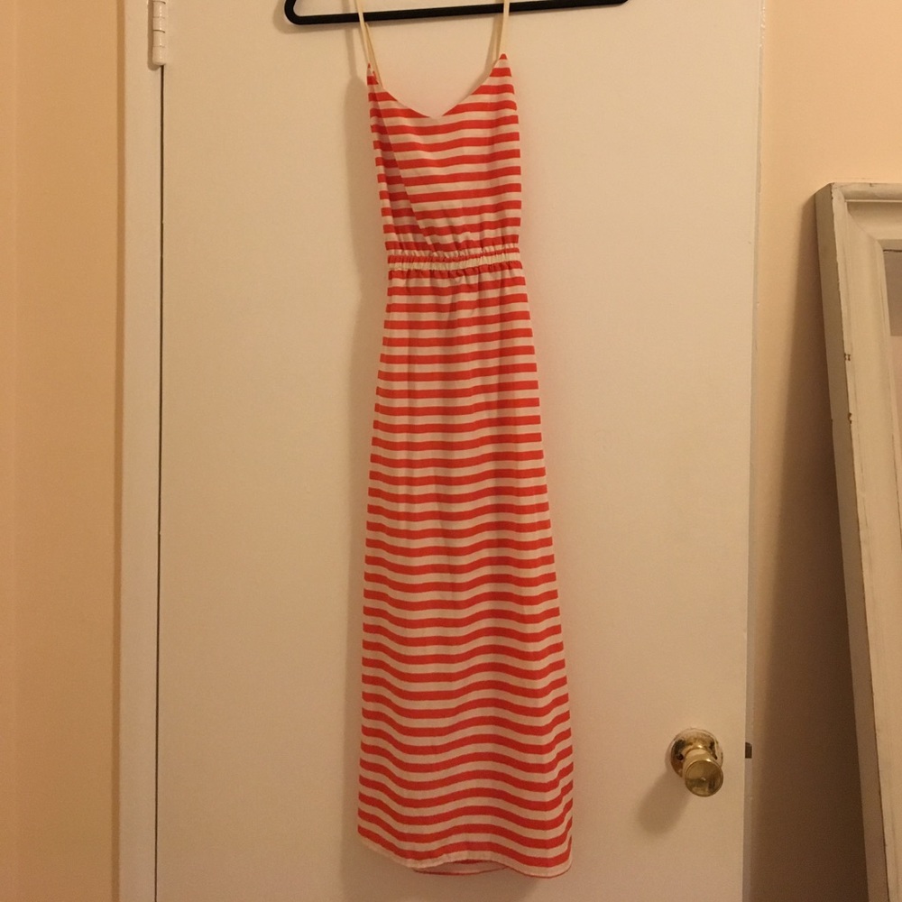 Open back striped midi dress
