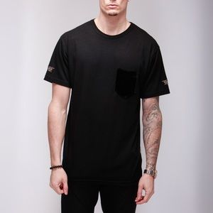 Mujae Lux tee with silk velvet pocket