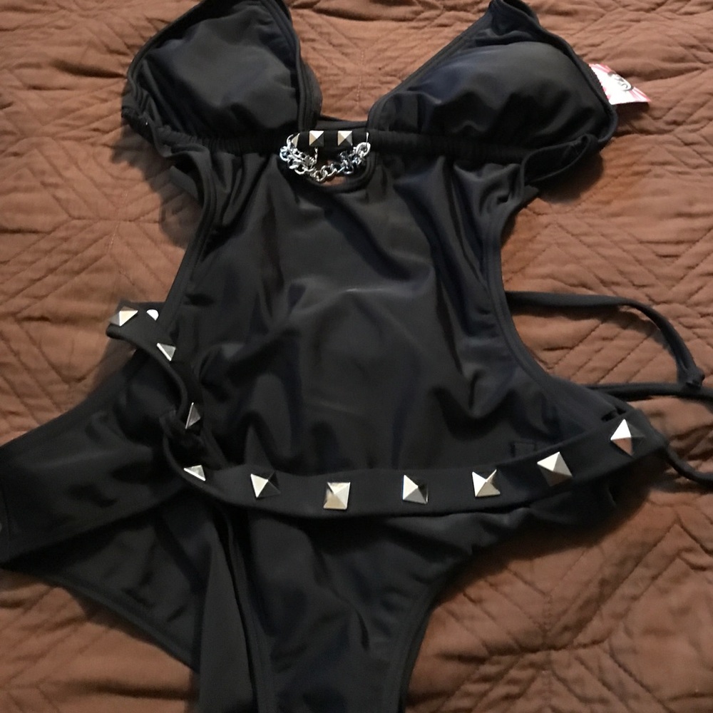 Black studded one piece