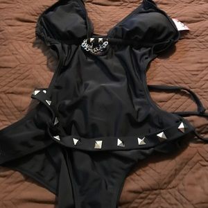 Black studded one piece