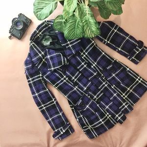 Purple Plaid Peacoat 👗