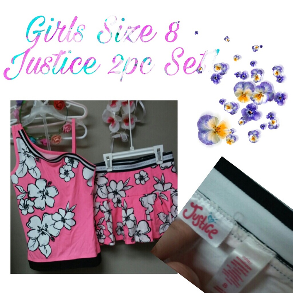 Girls Justice 2pc Set "Pink Hawaiian" Size 8