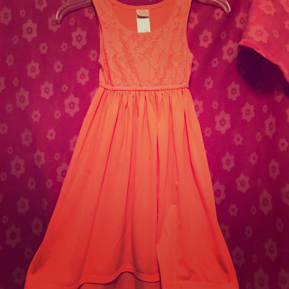 Cute neon orange floral dress