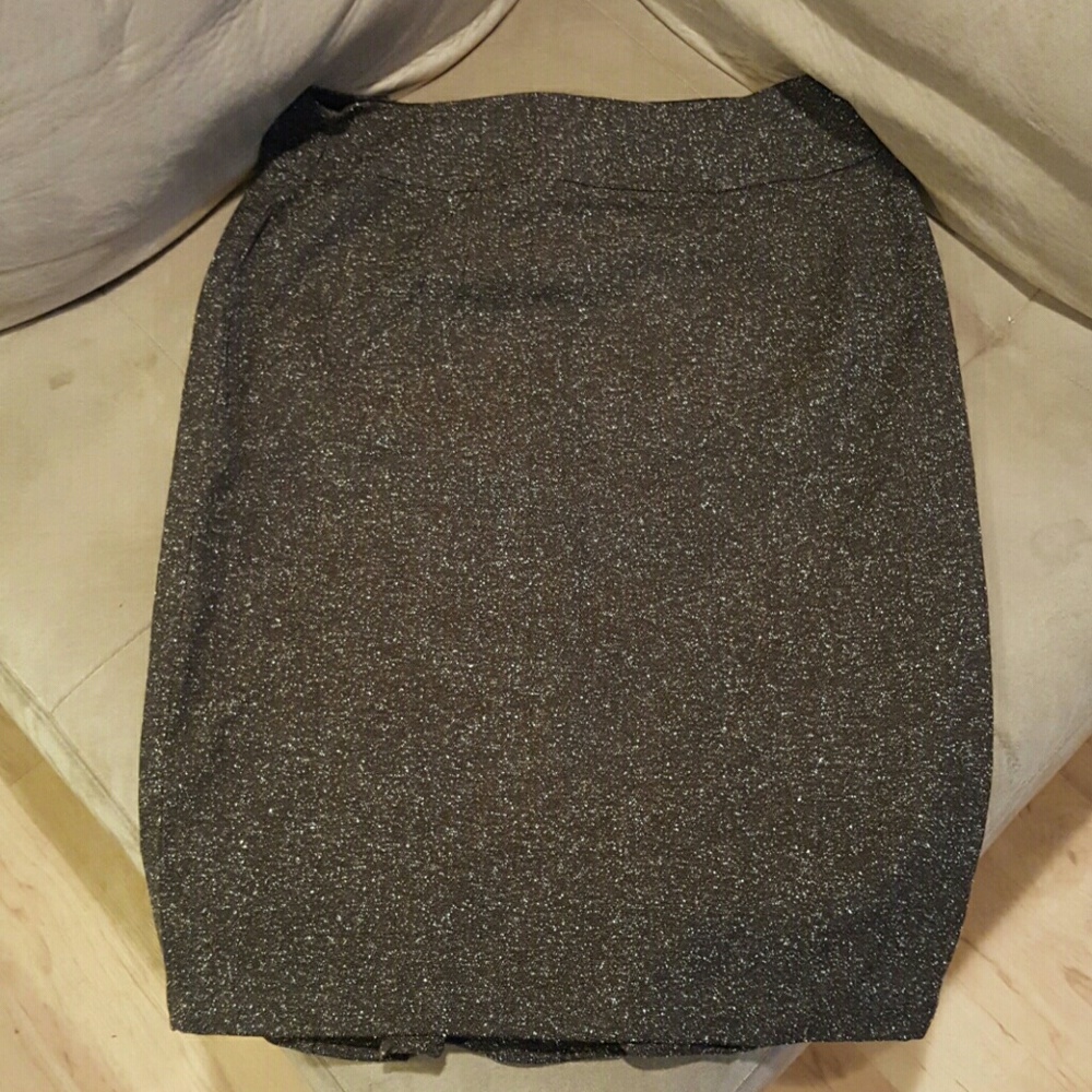 Brown Ruffled Pencil Skirt