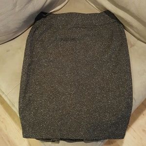 Brown Ruffled Pencil Skirt