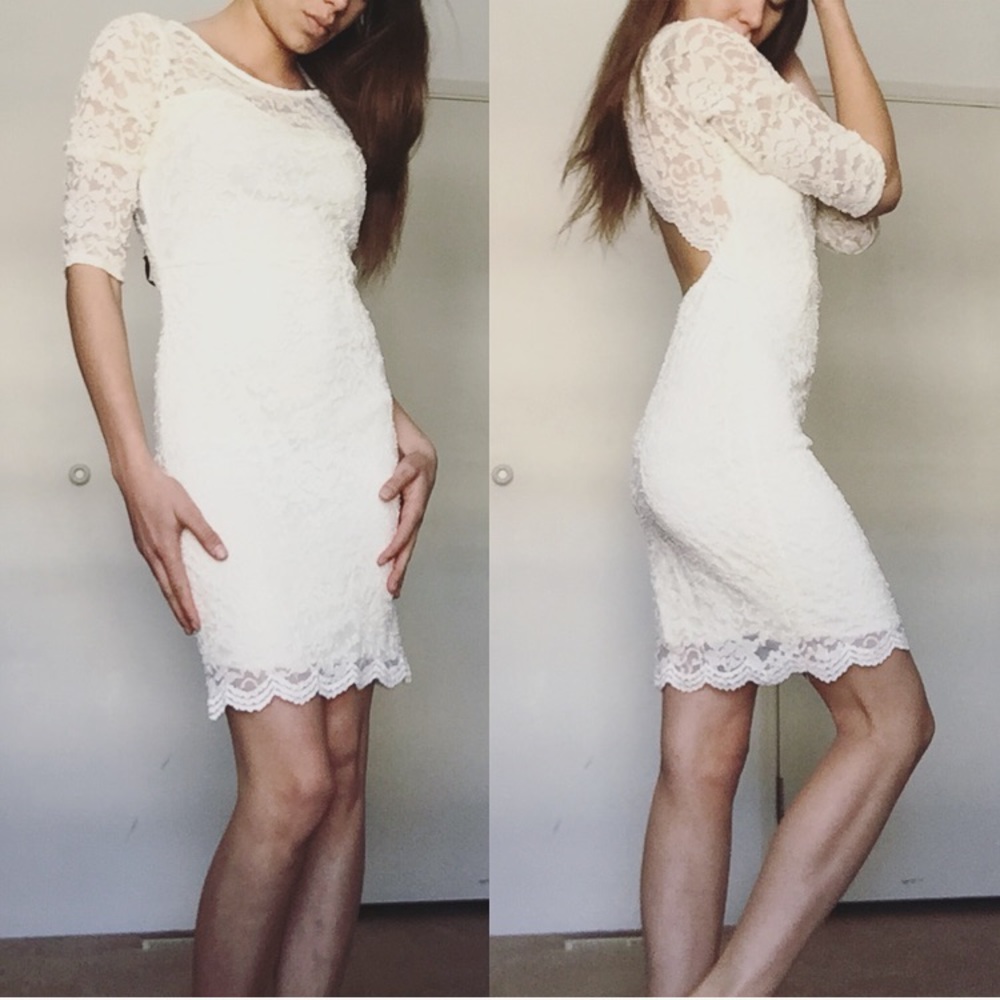 White Lace Body-con Dress👗