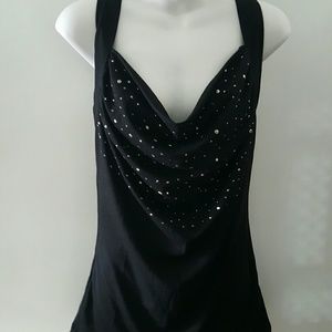 Black sparkled/jeweled halter top