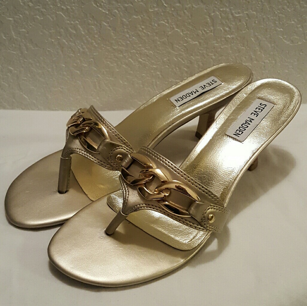 Steve Madden gold slip on heels / sandals