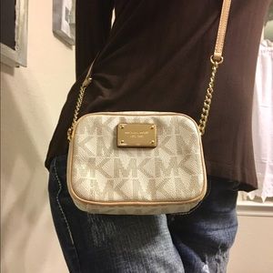 Michael Kors cream and light brown leather bag!