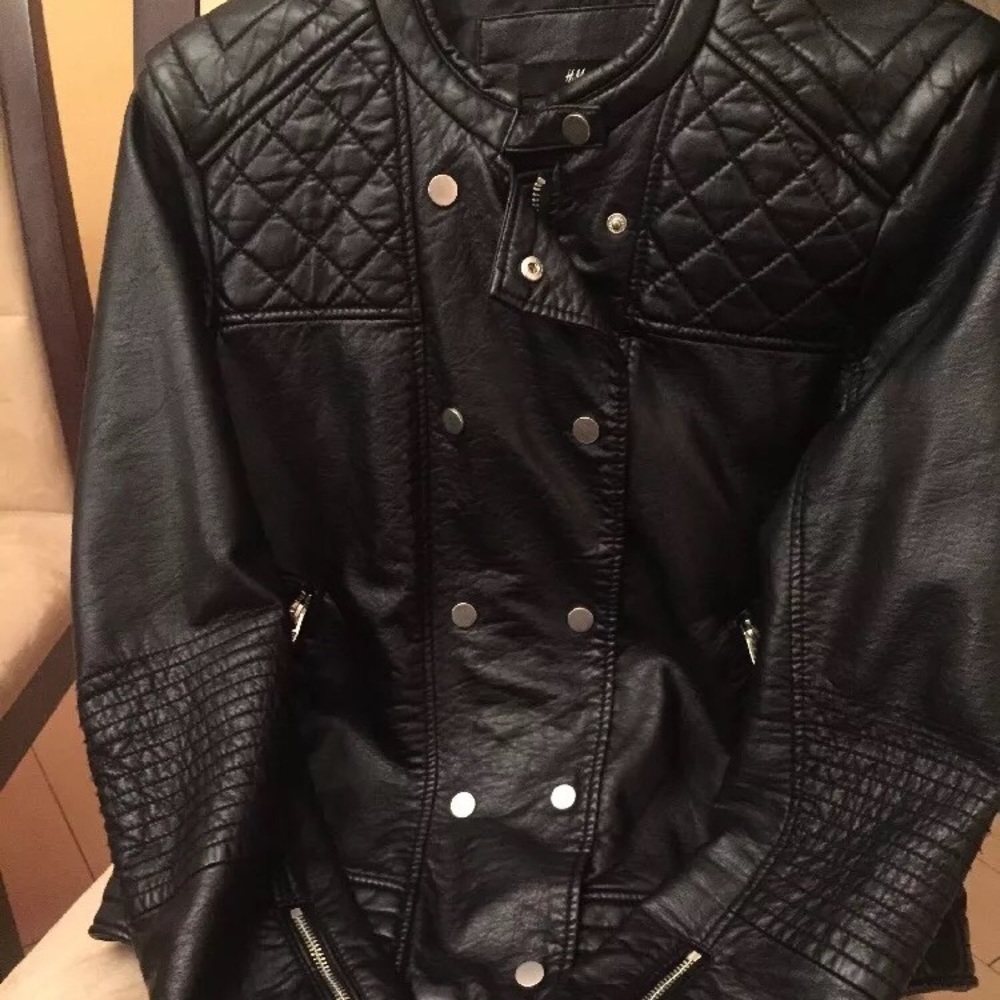 H&M Faux Leather Bomber Jacket