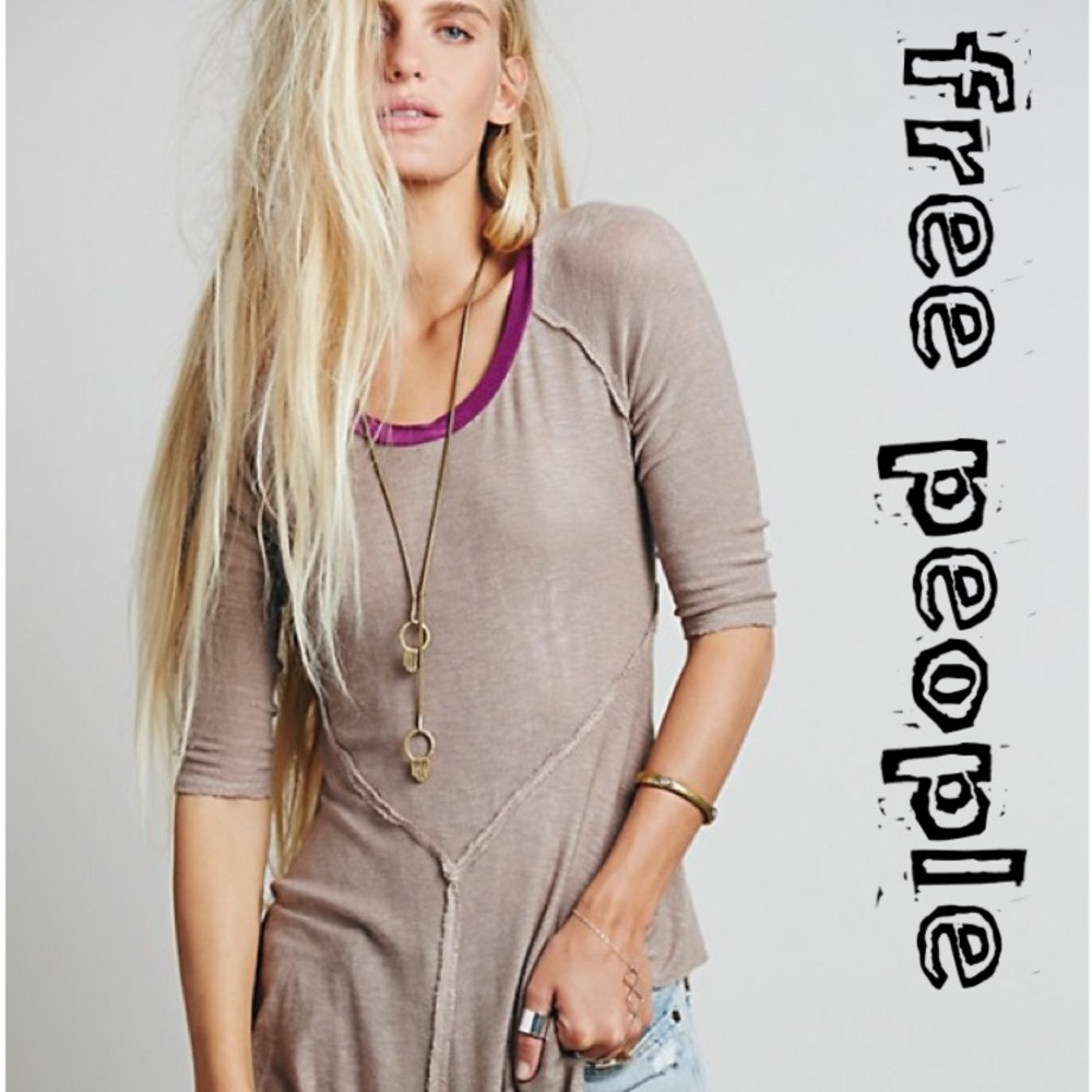 NWT Free People Weekends Layering Knit Top Taupe