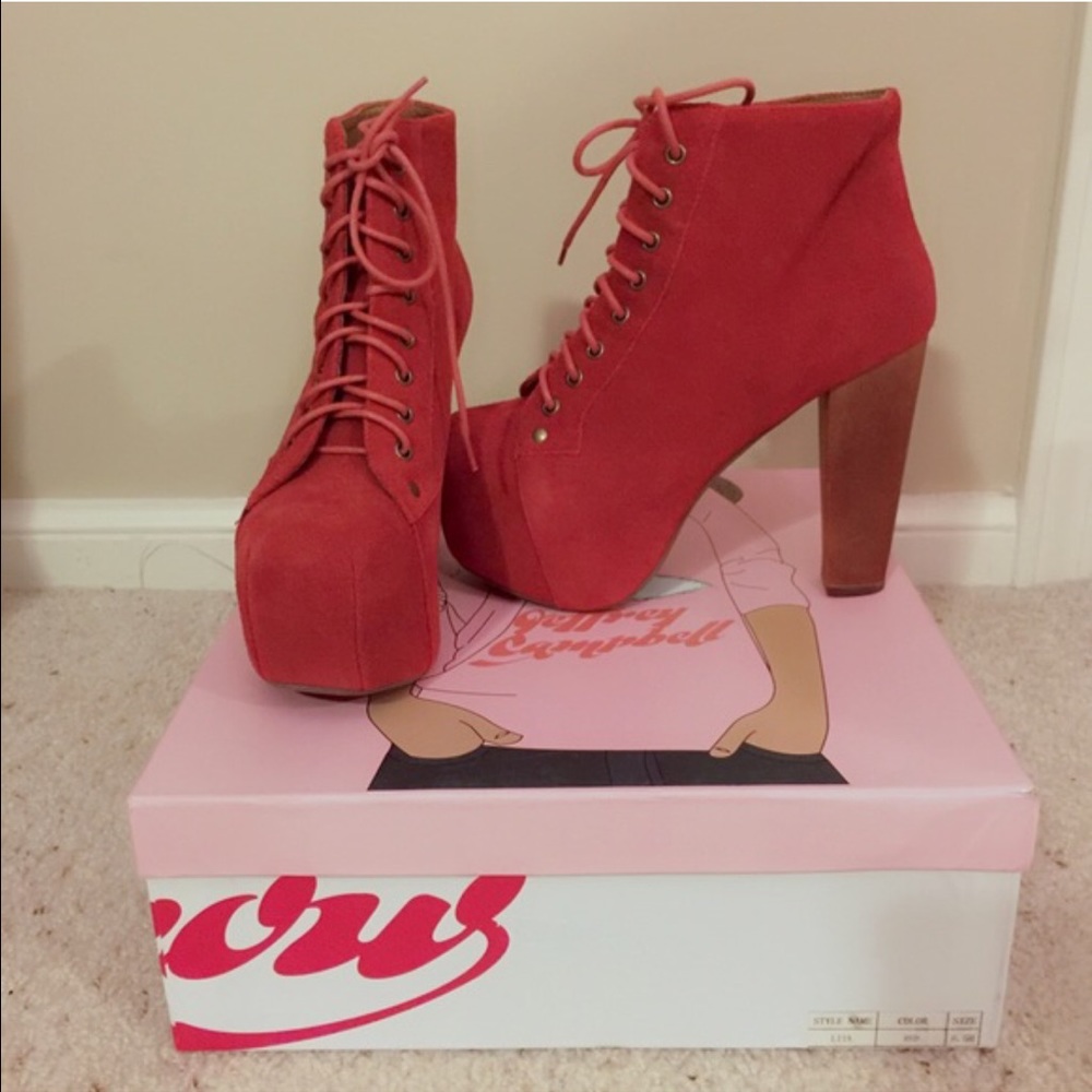 Brand New Jeffrey Campbell Lita Suede Bootie Red 6