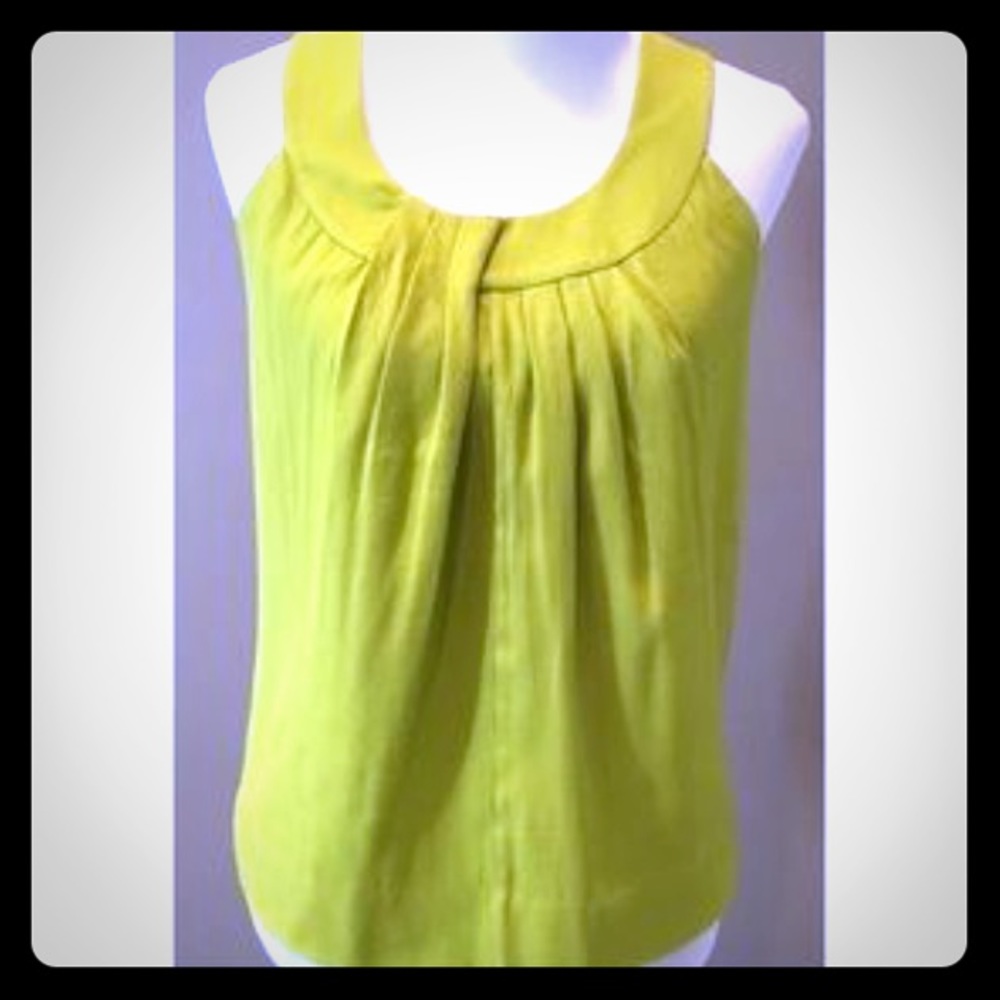 KATE SPADE CHARTREUSE RAYON DRAPING SLEEVELESS TOP