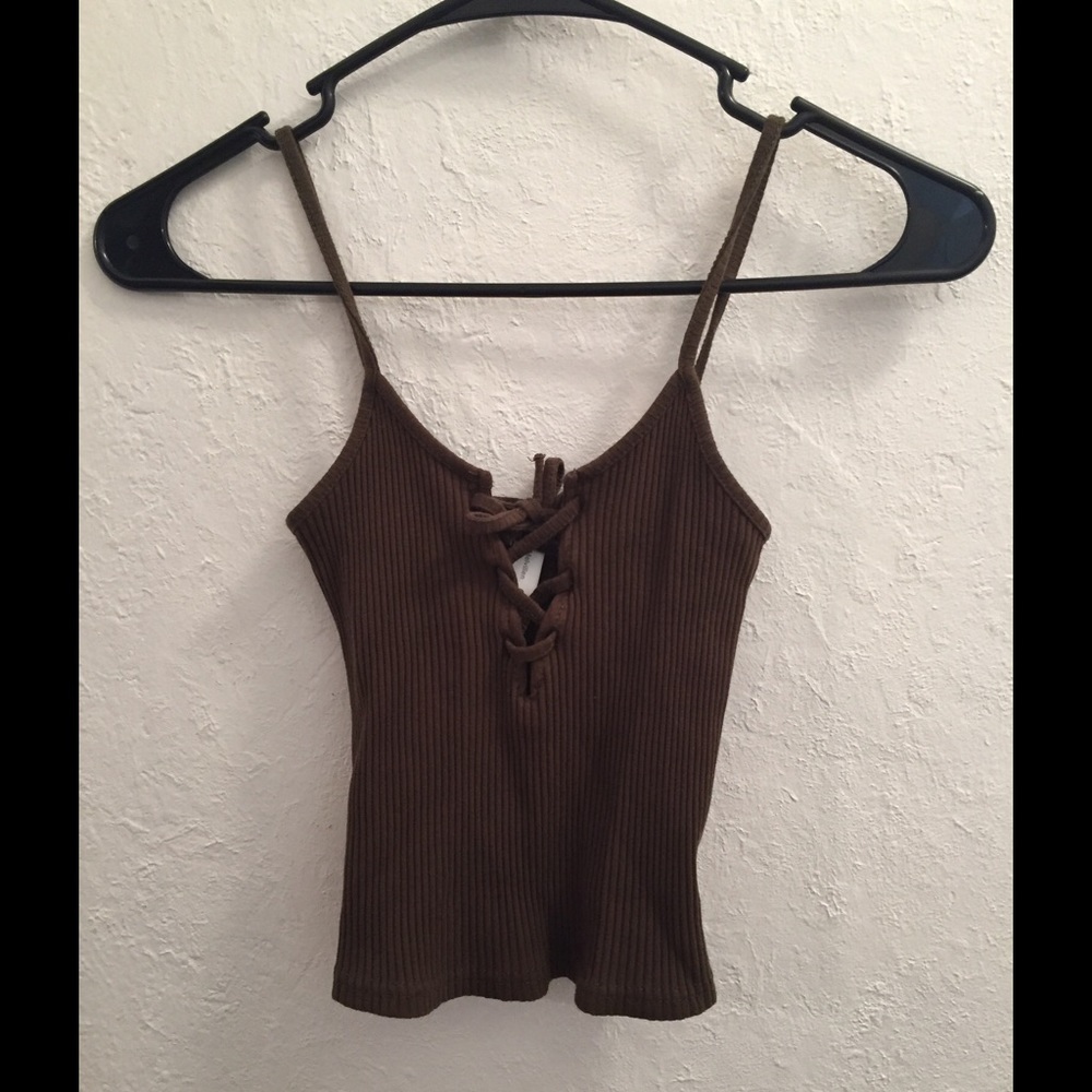 Olive Lace Up Crop Top