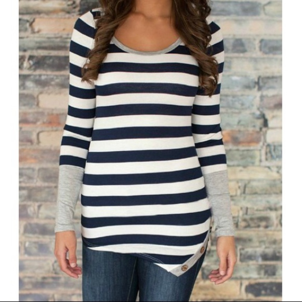 SALE💞Mixed Stripes Button Blouse💞