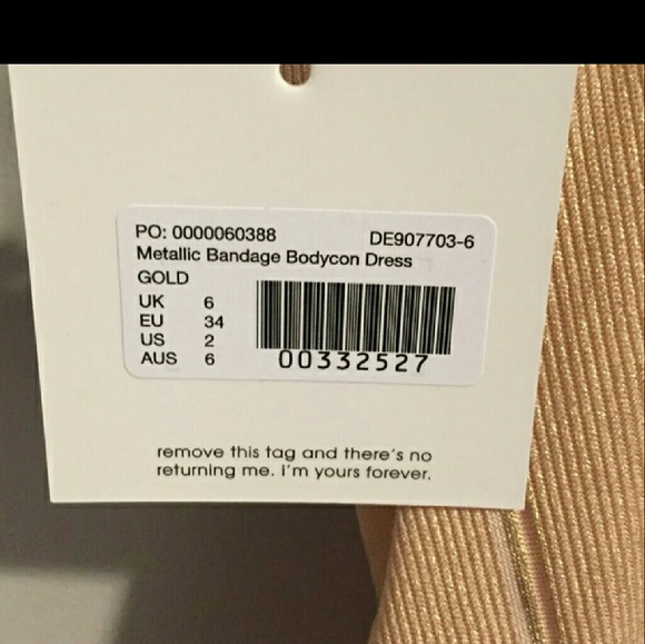 BLACK FRIDAY Misguided Gold Bandage Dress - Picture 3 of 3