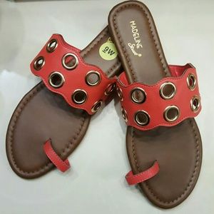 Embellished Coral Flat Sandal