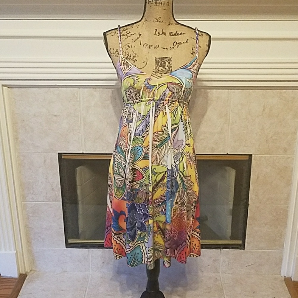 Water Colour Dress w Rhine Stones