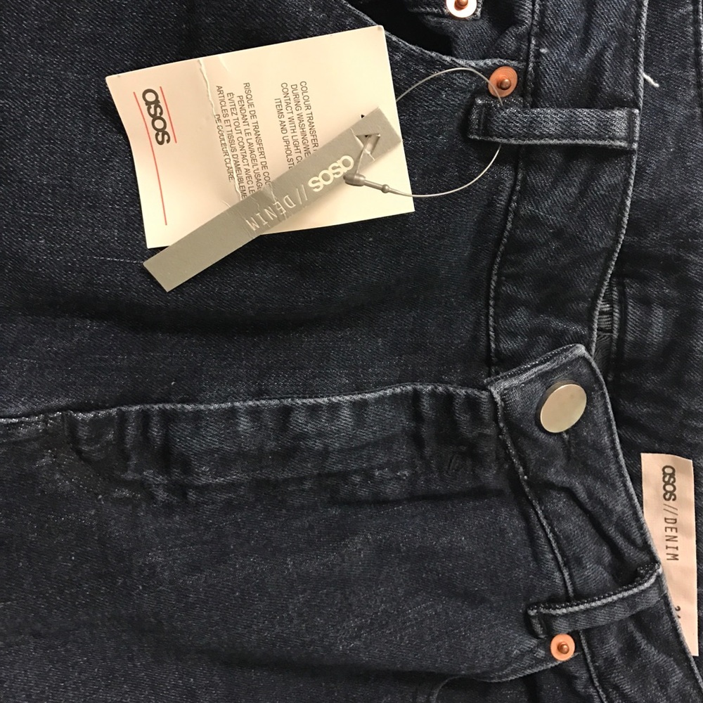 ASOS dark wash straight leg jeans (high waist)