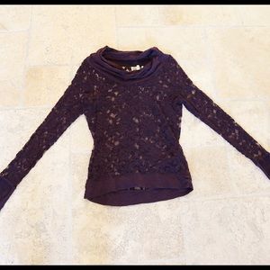 Lilka Anthropologie Maroon Lace Long Sleeve XS
