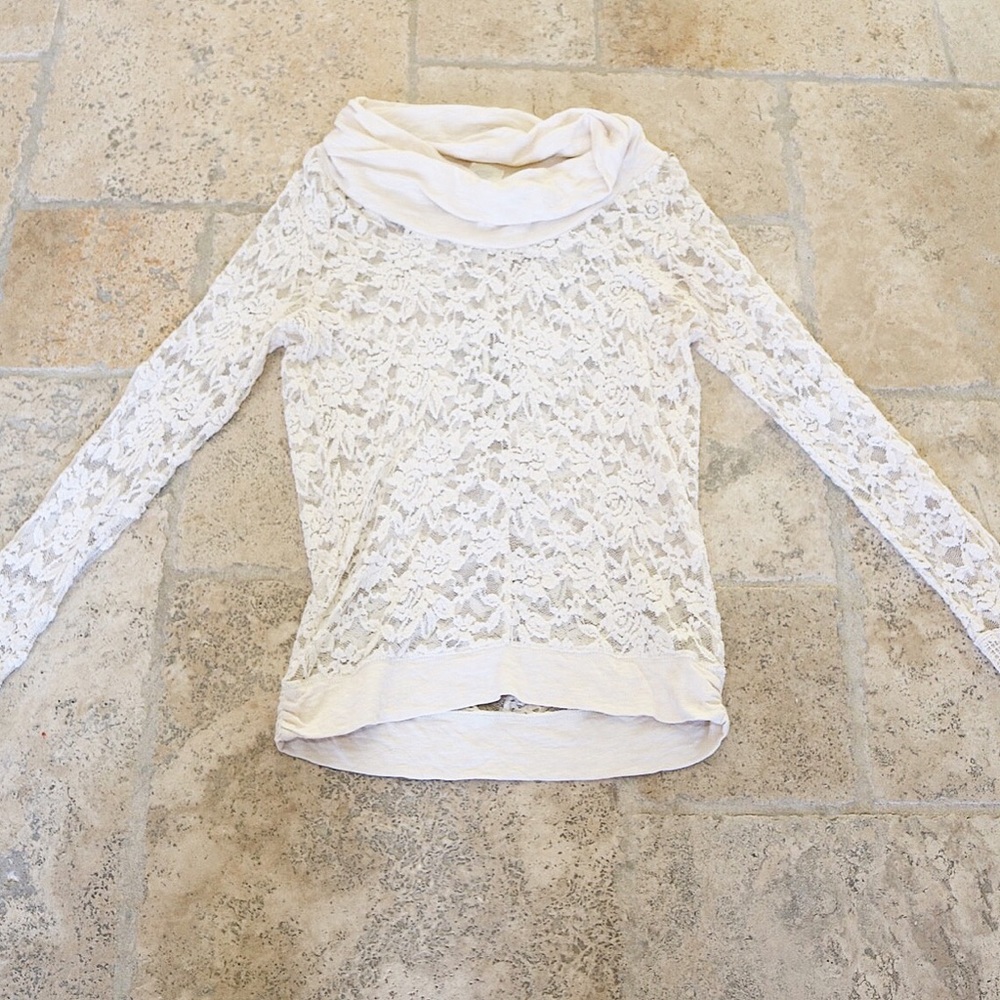 Lilka Anthropologie Cream Lace Long Sleeve XS