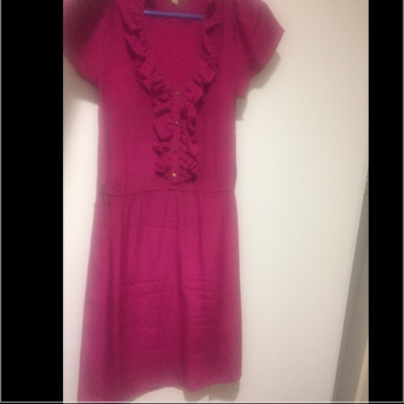 SALE🔥100% Silk Fuchsia Dress w/ Ruffled Neck Detail NWT - Picture 4 of 4