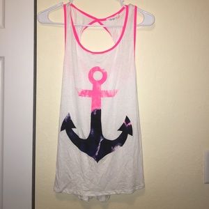 Pink & Navy open-back Anchor top