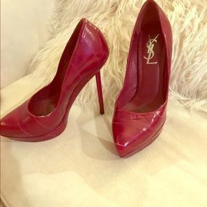 Yves Saint Laurent 6.5 Platform Red Eel Stilletos