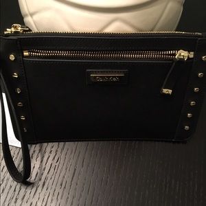 Calvin Klein Black Leather Wristlet -NWT